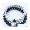 Beaded Natural Stone Bracelets New Lava Volcanic White Turquoise Bracelet Wholesale Handmade Beads For Men Women Jewelry Drop Deliver Dh6Rx