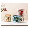 Cups Saucers Personality Creative Plant Shape Mug Office High Color Ceramic Oat Milk Design Coffee Tea Drinking Cup Tableware Decoration