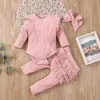 Clothing Sets 0-18months Born Baby Girts Set O-Neck T-Shirts For Girls Long Pants Outfits Pink Black Toddler Suits