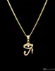 316L Colore in oro in acciaio inossidabile Egiziano l'occhio di Horus Necklace Hip Hop Hop Hop Wedjat Eye Eye per gli occhi unisex 2069179