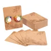 Jewelry Pouches 100pcs Earring Display Cards Rectangle Kraft Paper Tags For Hanging Packaging Supplies 50x40x0.3mm Hole 5.3mm