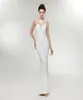 Sexy Sequins Mermaid Evening Dresses Sheer White Formal Gowns Sleeveless Jewel C0017 Prom Dresses Appliques Wedding Guest Gowns5224521