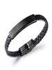 Jóias de moda masculino Black Charm Braid Braid Leather Bracelet Finding Aço Anterior Design Diy Punk Hip Hop Bracelets para MEN5728503