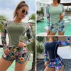 Womens Swimwear Sexy Bikini Woman Beach Swim Wear Summer Swim Suit Design Printing Long Sleeve Swimsuit Boxers Sets