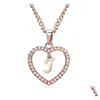 Collane a pendente classiche rose oro rosa 26 lettere diamante pavimensionato amore alfabeto a-z collana iniziale di donna gioiello dropele consegna dhz8c dhz8c