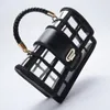 Shoulder Bags 2024 Handbag Black Transparent Lace Decorated Plastic Portable Messenger Fashion Tide Small Square Bag