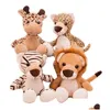 Фаршированные плюшевые животные милые лесные игрушки для животных джунгли бросить детские подарочные когти Hine Doll Giraffe Lion Tiger Leopard Drop Toys Otpeq