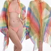 Couvre la plage des femmes Rainbows pour femmes creux de cardigans à face ouverts