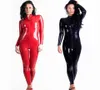 مثيرة Lingerie Wetlook PVC اللاتكس bodysuit للنساء السوستة المزدوجة مفتوحة المنشعب من ملهى ليلي رقص Wear7585761