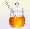 Bouteilles de rangement pots de 250 ml pot de miel en verre haut borosilicaté pot avec dipper cuillère petit récipient de cuisine pour sirop4011963