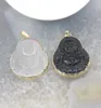 Pendant Necklaces Natural Quartz Crystal Obsidian Buddha Gold Plated Necklace For Women Men Stone Pendulum Healing Jewelry MakingP4967960