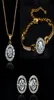 Nowa moda 18 -karatowa Złoto Plane austriackie kryształowe kolczyki bransoletki biżuterii Zestaw biżuterii wykonany z Warovski Elemtns Wedding Jewelry 3PC4380771