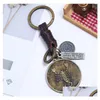 Keychains Lanyards 12 Constellation Keychain Cowe Zodiac Retro Woven Key Chain Bronze Keyring för födelsedagspresent Drop Delivery Fashi DH1Y6