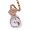 Top Quality Hip Hop Trendy Hip Hop Pendant Copper Cubic Zirconia Round Diy Photo Pendant Rose Button Diamond Jewelry Bling Crystal Rapper jewelry Collar