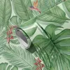 Tapeten mit Hintergrundbulen PVC extra dickes wasserdichtes Schalen und Stick abnehmbar kratzfeste haltbare tropische grüne Blatt gedrucktes Peeling Tapete
