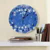 Wandklokken Kerst Snowflake Blue Round Clock Modern Design Kitchen Hanghorloge Home Decor Silent