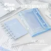 Notebooks 42 Sheet A7 Simpliicty Notebook White Blue Journal Binder Notepad for Student Transparent Stationery Notebooks Storage Bag