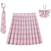 Gonna con piega a piattaforma da donna con cravatta bowtie xs 5xl harajuku preppy mini uniformi scolastiche giapponesi ragazze estate jupe kawaii 240403