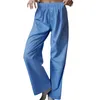 Calça feminina Mulheres Y2K Listra estampa longa e elástica de alta cintura casual Pijama de perna larga e larga com bolsos