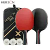 Table Tennis Raquets Huieson 3 Stars Bat Pure Wood Rackets Set Pong Paddle With Case Balls Tenis Raquete FLCS Power1519545