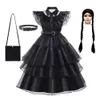 Girls Dresses For Girl Cosplay Dress Costumes Black Gothic Wednesday Addams Children Clothes Halloween Party 230531 Drop Delivery Baby Otv96