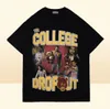 Hip Hop Print Tshirt College Dropout Music Tee Men Kvinnor Högkvalitativa mönster tvättade toppar Kort ärm4501255