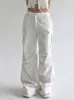 Jeans féminins Sunny vintage blanc lâche de jean pantalon de cargaison de cargaison de grandes poches