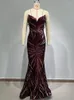 Casual Dresses Women Christmas Sexy Strapless Sequins Red Maxi Long Gowns Dress 2024 Elegant Party Evening Stage Performance Vestido