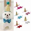 Dog Apparel 2Pcs/set Pet Dogs Caps With Bowknot Cat Birthday Costume Sequin Design Headwear Cap Hat Christmas Pets Accessories