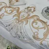 Bedding Sets Luxury Gold Embroidery 60S Sanding Satin Egyptian Cotton Set Duvet Cover Fitted Sheet Bed Pillowcases Home Textile