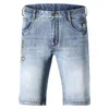 Bruce Shark Summer Short Jeans män rak ben Löst stil stretching lyx varumärke jeans män avslappnad mode stor storlek blå 240410