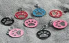 100pcs lot Zinc Alloy Pawdesign Round Blank Pet Dog Cat Identity Tags for pet collar with diamonds decorated235E7838582