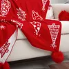 Coperte Ballo per albero di Natale a maglieria soggiorno per il tempo libero divano decorazione per vacanze rosso