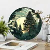 Aluminium metalen teken Faux Cutout Painting Painting Circulaire krans Decoratie Moeders Dag geschenken Pine Tree thema 240411