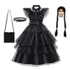 Girls Dresses For Girl Cosplay Dress Costumes Black Gothic Wednesday Addams Children Clothes Halloween Party 230531 Drop Delivery Baby Otv96