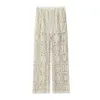 2024zar Springsummer Womens Fashion Versatile in stile pigro gancio cavo fiore sottile pantaloni cardigan a maglia 240410