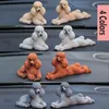 2PCS Poodle Dog Statue Sculpture Resin Art Crafts Figurines Porch Ornament Office Small Teddy Collectible Car Toy Home Decor 240409