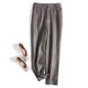 Pantalon féminin 2024 Fashion Spring and Automne Style-Sheepskin-Harlan Pantalon en cuir-femme en vrac