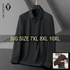 Summer Men skjorta elasticitet långärmad överdimensionerad 6xl 7xl 8xl 10xl plus storlek formell spårlös svart vit designer hög kvalitet 240329