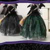 Party Decoration 2 st/set Elegant Halloween Witch Decorations Mysterious Standing Ornament With Spiderweb Dress Broom and Hat