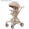 Strollers# High landscape four-wheel anti rollover baby stroller with a stroller for strolling babies. It is a sitting lying and folding two-way baby stroller Q240413