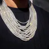 Hip -Hop 5mm Zirkon Einreihen Tenniskette Halskette Silber plattiert Diamant ECED Tenniskette Schmuck auf Lagerbestand