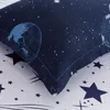 Sängkläder sätter juego de ropa cama 3d funda edredn con estampado estrellas galxy en azul y blanco motivos geomtricos dibujos