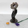 Candlers Buddha Yoga Solder Lotus Gesture Gesture Hand Shape Candlestick Tealight for Home Living Room Meditation Decoration