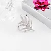 Avec des pierres latérales Sinleery Unique Fashion Feather en forme de cristal anneaux pour femmes en or argent couleur de mariage bijoux Année cadeau JZ017 SSB