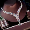 Necklace Earrings Set ThreeGraces 4pcs Shiny Multicolor Cubic Zirconia Luxury Bridal Wedding Prom Jewelry For Women T1016