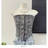 Women's Tanks Slash Neck Women Tank Tops Arrival Material Tweed Lapel Single Skinny Camis Summer Versatile Female Gallus Drop