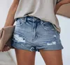 Women's Jeans Summer Women Ripped Washed Hole Hight Waist Denim Pants European And American Casual Tight Five-point Stitch Street Shorts