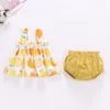 Giyim Setleri Yaz Bebek Kız Giysileri Set Tatlı Çiçek Yular Elbise Katı Kısa Bebek Pamuk Yumuşak Nefes Alabaş Takım Kıyafetler 3-18m