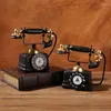 Dekoracyjne figurki vintage Telefone Decor Old -Fashed Cordowe telefony na półki żywiczne domowe sali rzeźby w stylu retro w stylu retro